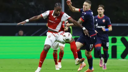 Bruno Duarte (Crvena zvezda) na meču sa Bragom